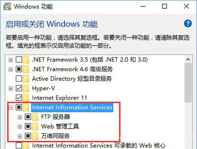 在FTP服务器、Web管理工具和Internet Information Services可承载的Web核心前打上勾