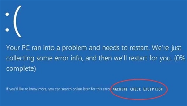 蓝屏代码：MACHINE-CHECK-EXCEPTION